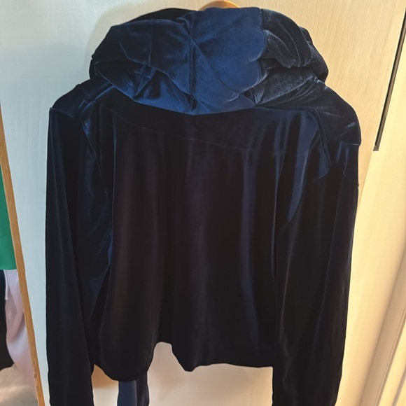 Velvet/velour puffy collar/neck open cardigan. - Picture 2 of 6